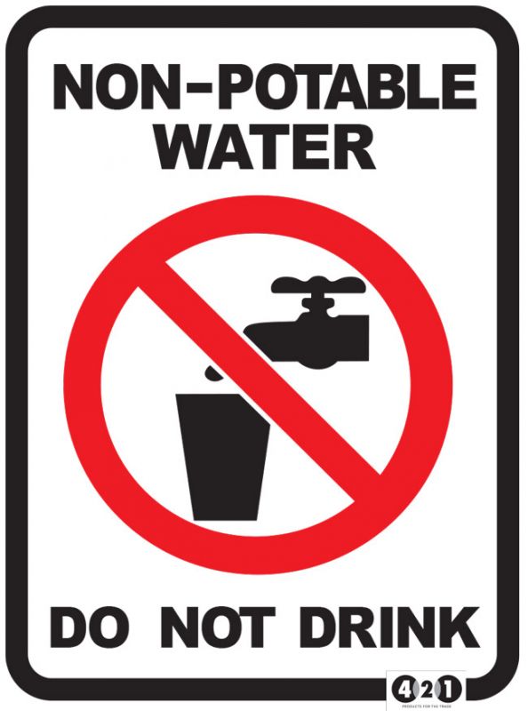 Non print. Non Portable Water sign. Надпись do not Drink под наклоном.